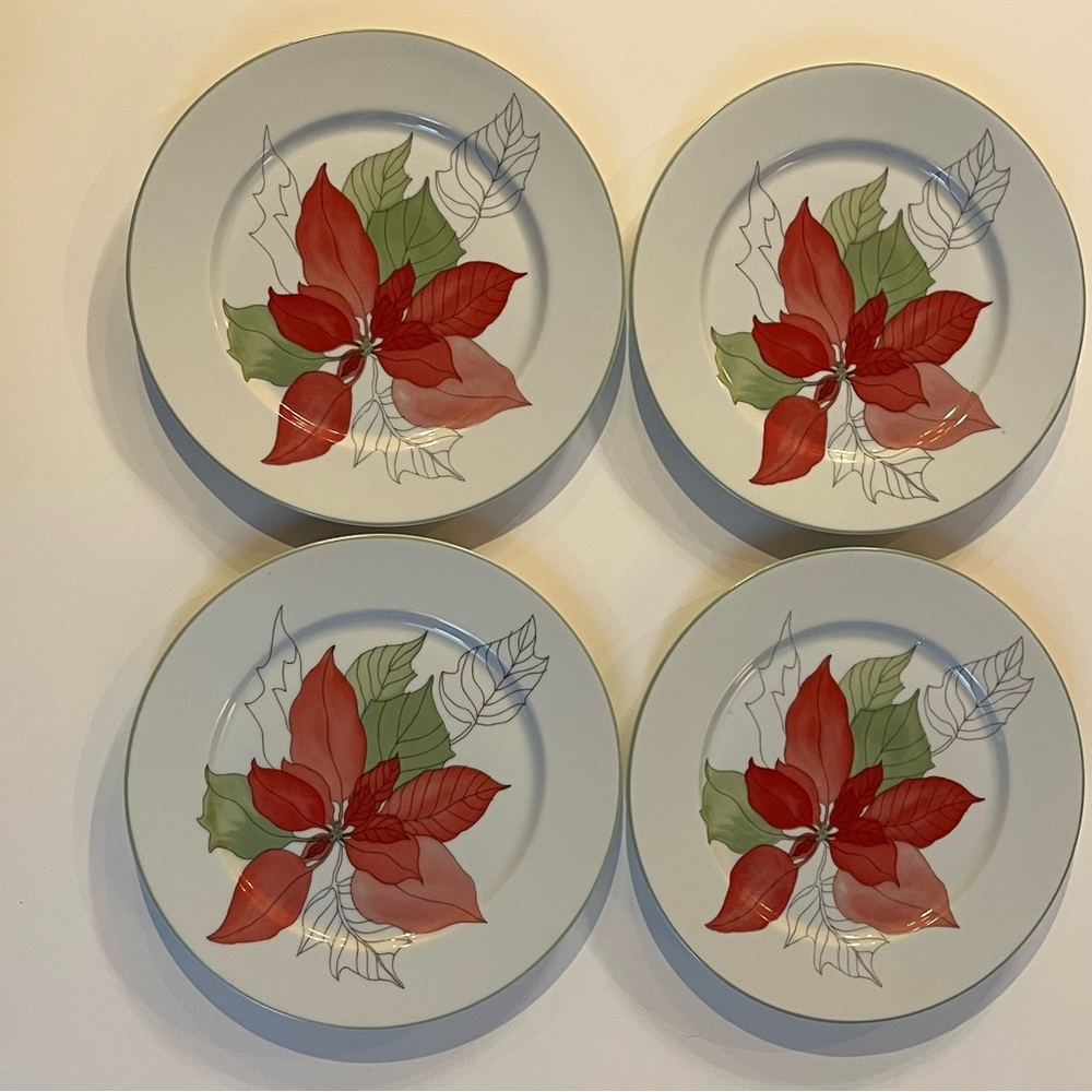 Set of 4 Block Span Portugal Poinsettia 8" Salad Plates